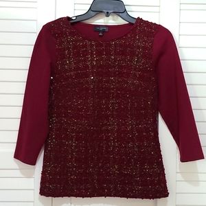 The Limited top, burgundy with gold sparkles, size S